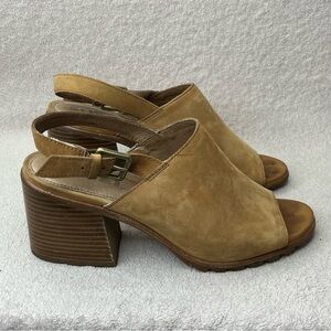 Sorel Nadia Block Heel Open Toe Slingback Mules-Tan Nubuck-Women’s 10-Classic
